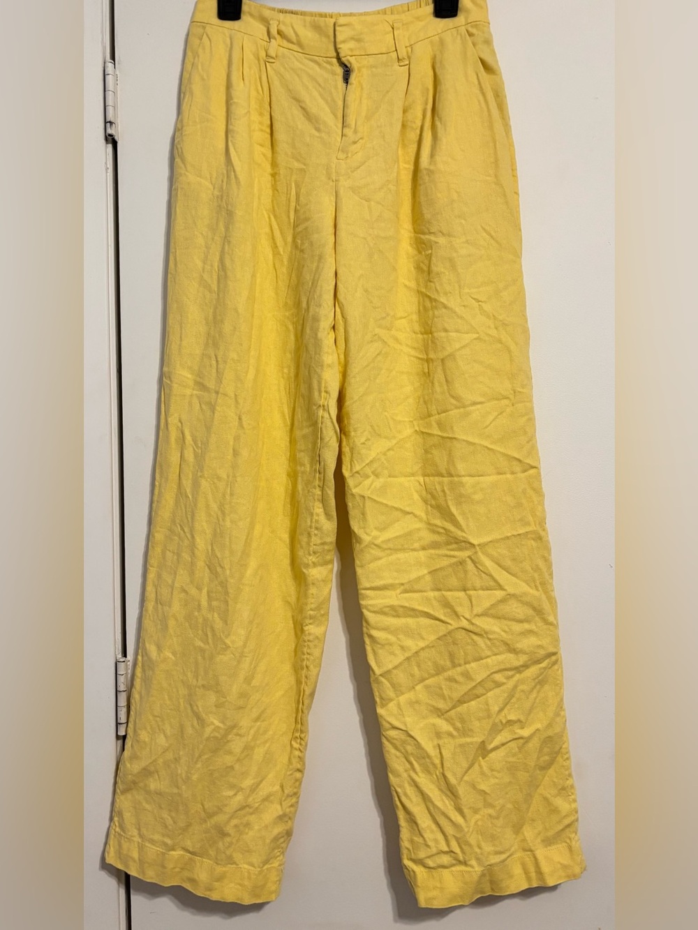 a new day Wide-Leg Yellow Linen Cargo Pants